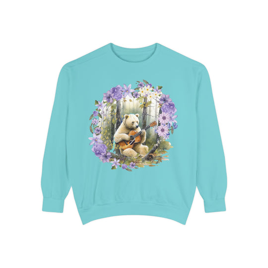 Bear Playing Violin Sweatshirt Sweatshirt Printify Chalky Mint S