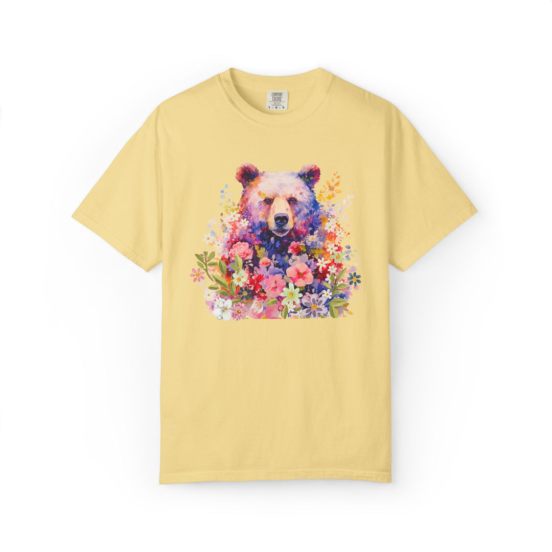 Nature-Inspired Bear Floral T-shirt T-Shirt Printify Butter S