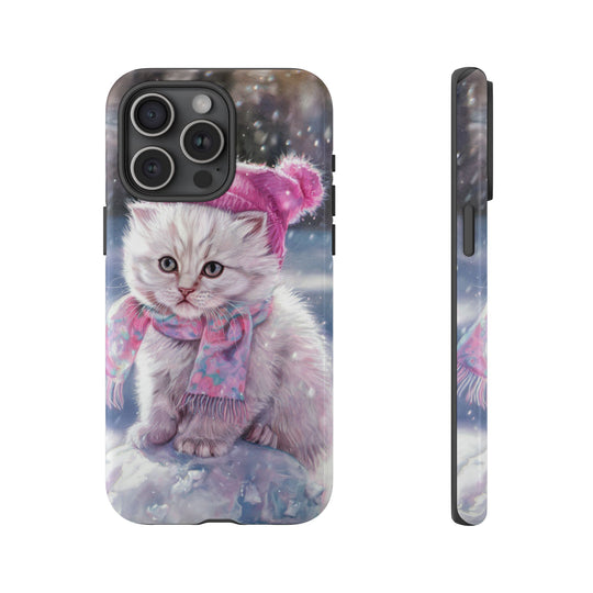 Phone Cases - Adorable Kitten Winter Phone Case Printify iPhone 15 Pro Max Glossy