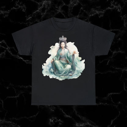 Quan Yin Spiritual Tee - Goddess of Compassion, Unisex Garment-Dyed T-shirt, Goddess of Mercy T-Shirt Black S 