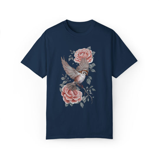 Bird and Rose Unisex Tee T-Shirt Printify True Navy S