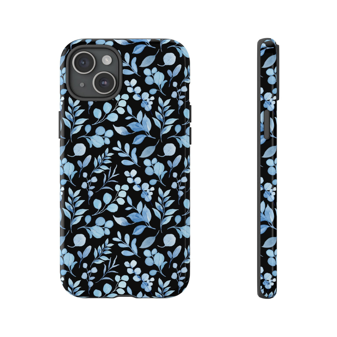 Blue Floral Tough Case Phone Case Printify iPhone 15 Plus Glossy