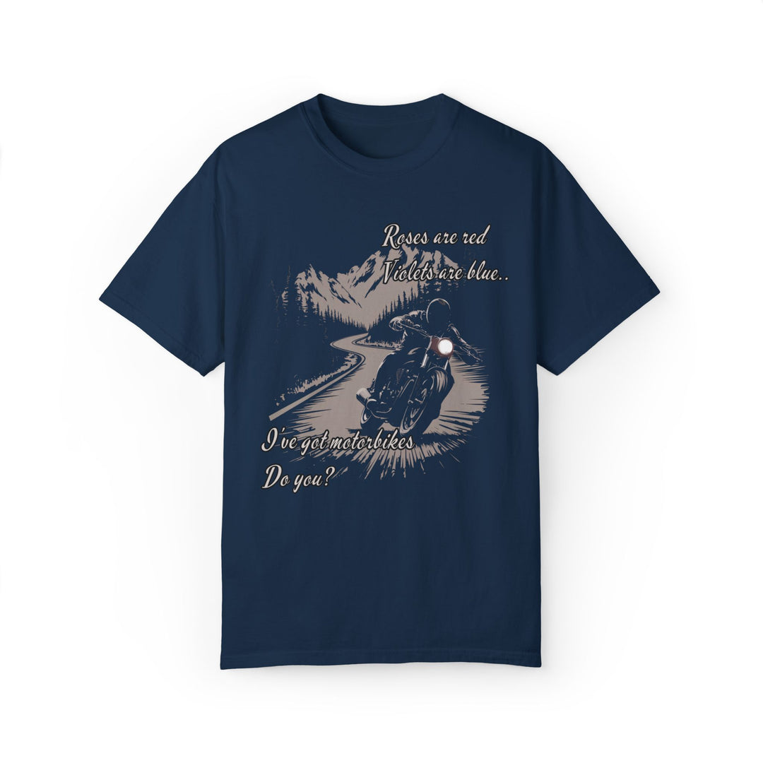 Motorbike Enthusiast T-shirt - Roses are Red T-Shirt Printify True Navy S