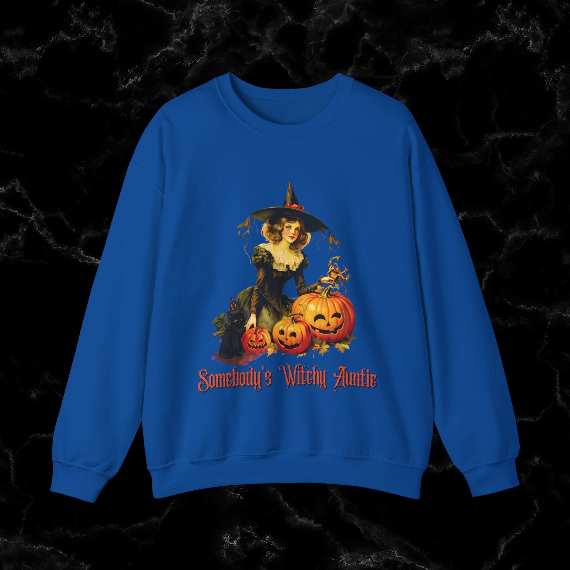 Witchy Auntie Sweatshirt - Cool Aunt Shirt for Halloweenl Vibes Sweatshirt S Royal 