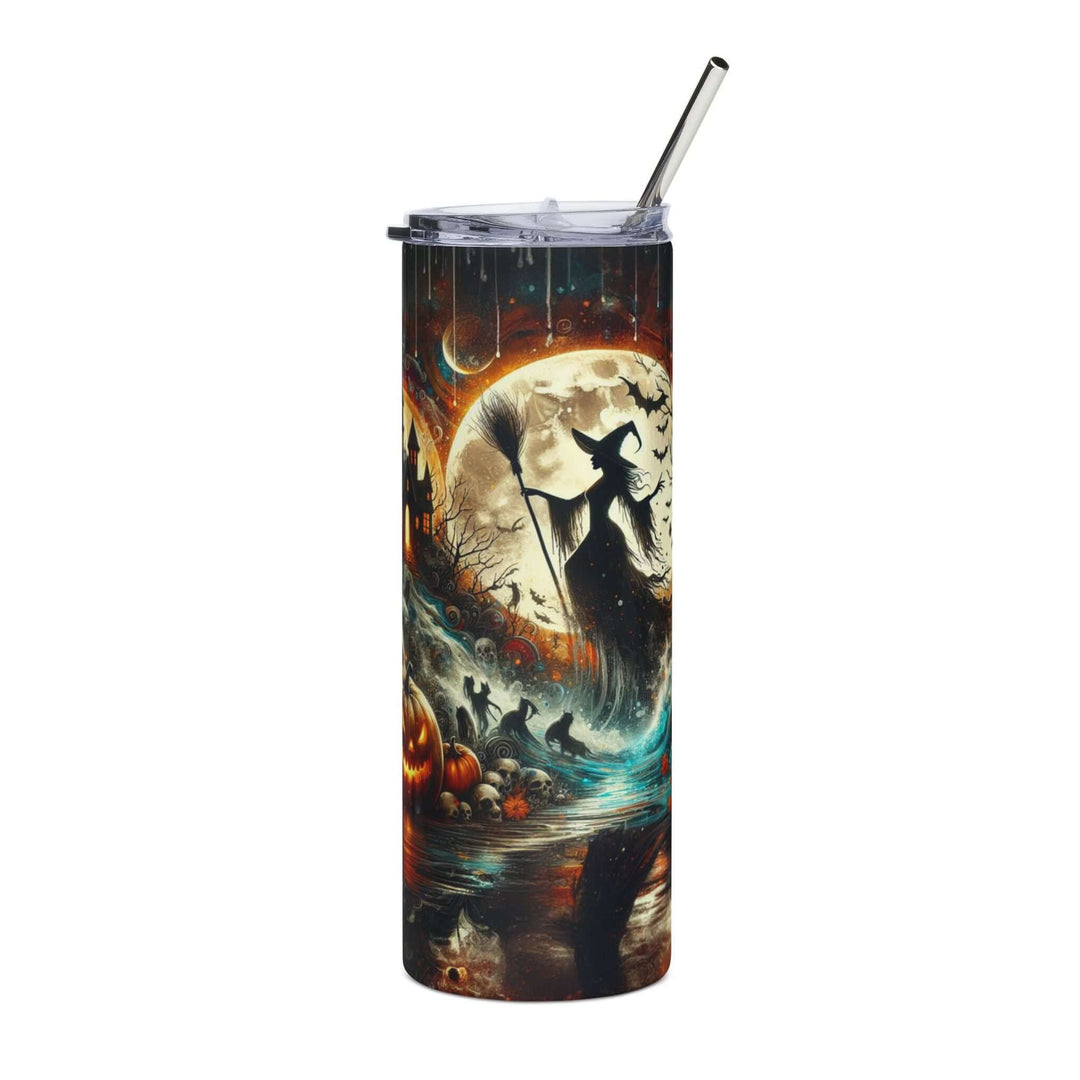 Halloween Witch Haunted House 20oz Stainless Steel Tumbler Mug Printify