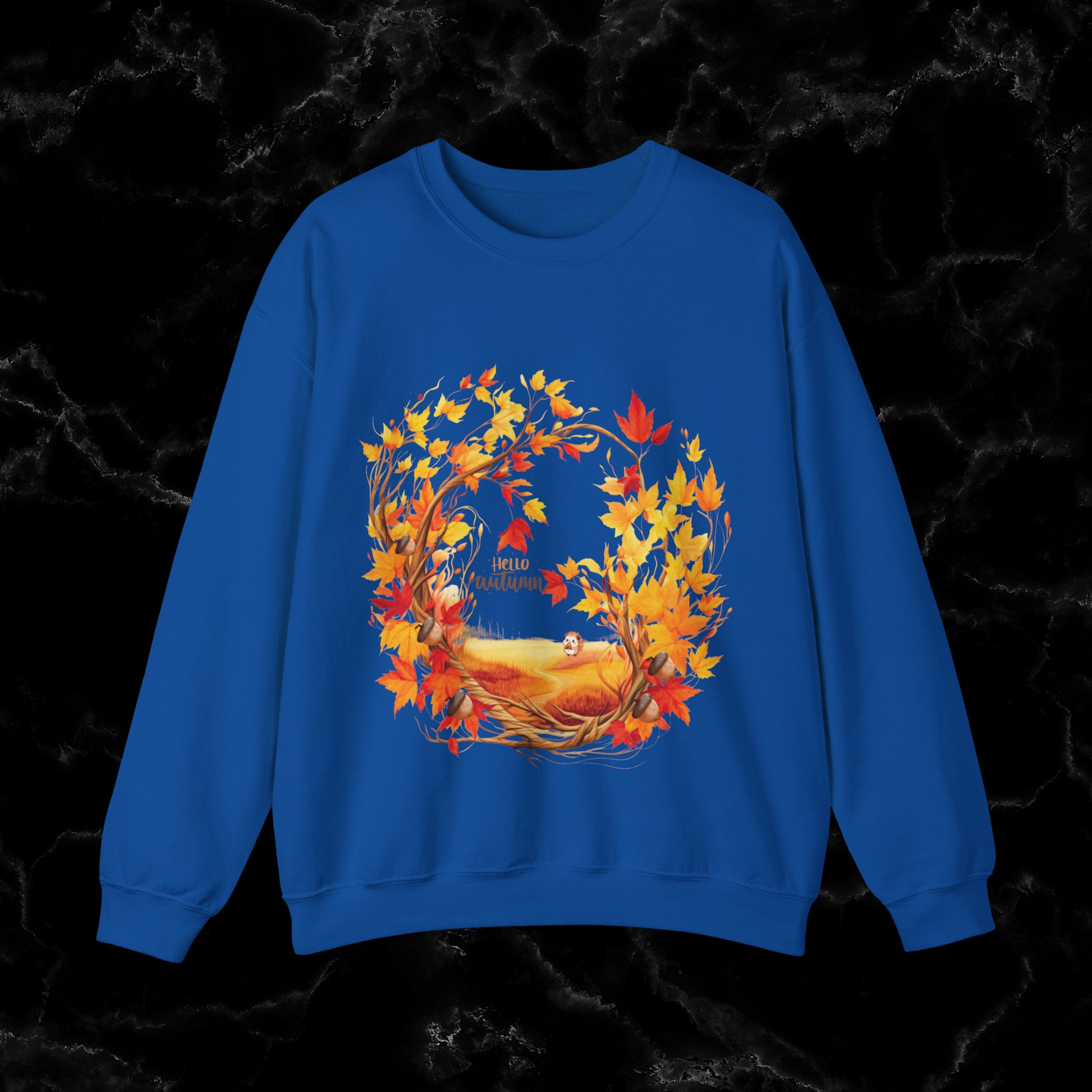Hello Autumn Sweatshirt | Fall Design - Fall Seasonal Sweatshirt - Beauty Of Autumn Sweatshirt S Royal 