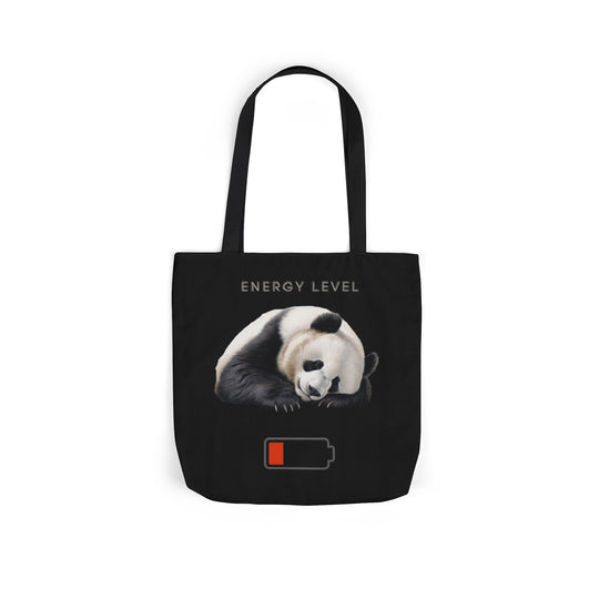 Canvas Tote Bag - Sleeping Panda Energy Level Low Accessories Printify 16" × 16'' Black