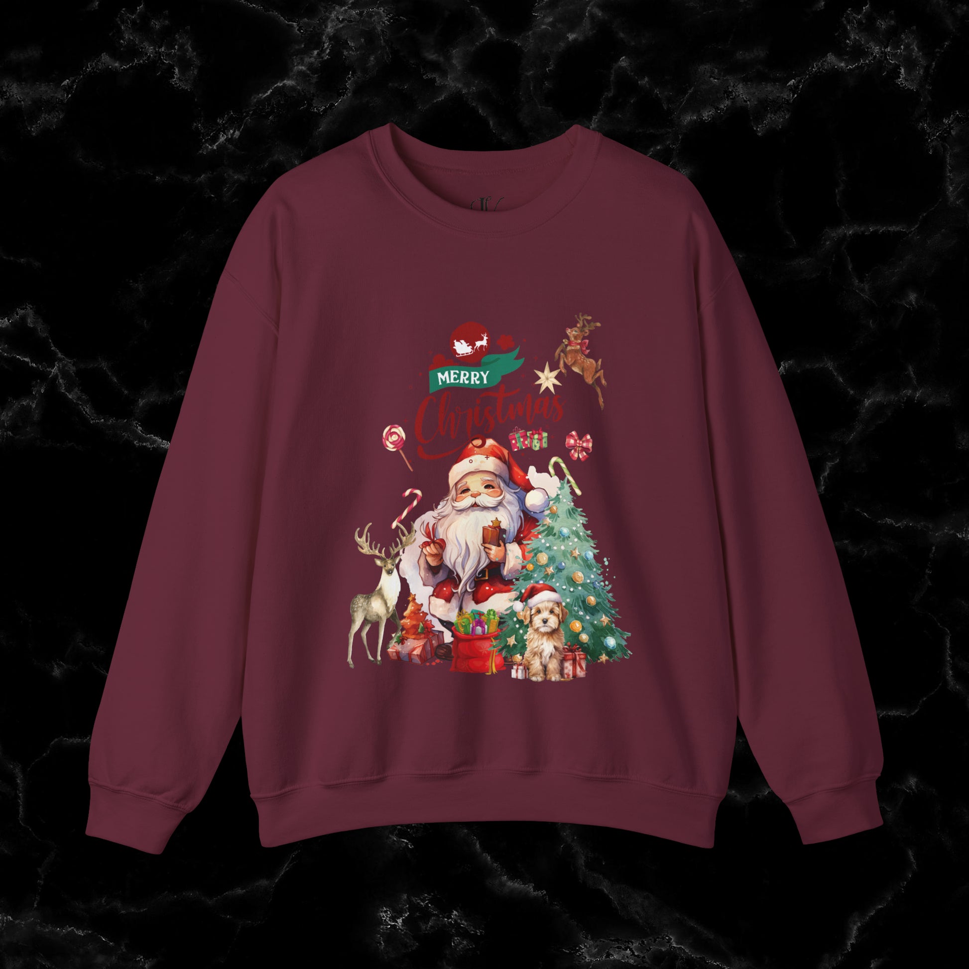 Merry Christmas Sweatshirt | Christmas Shirt - Matching Christmas Shirt - Santa Claus Merry Christmas Sweatshirt - Holiday Gift - Christmas Gift Sweatshirt S Maroon 
