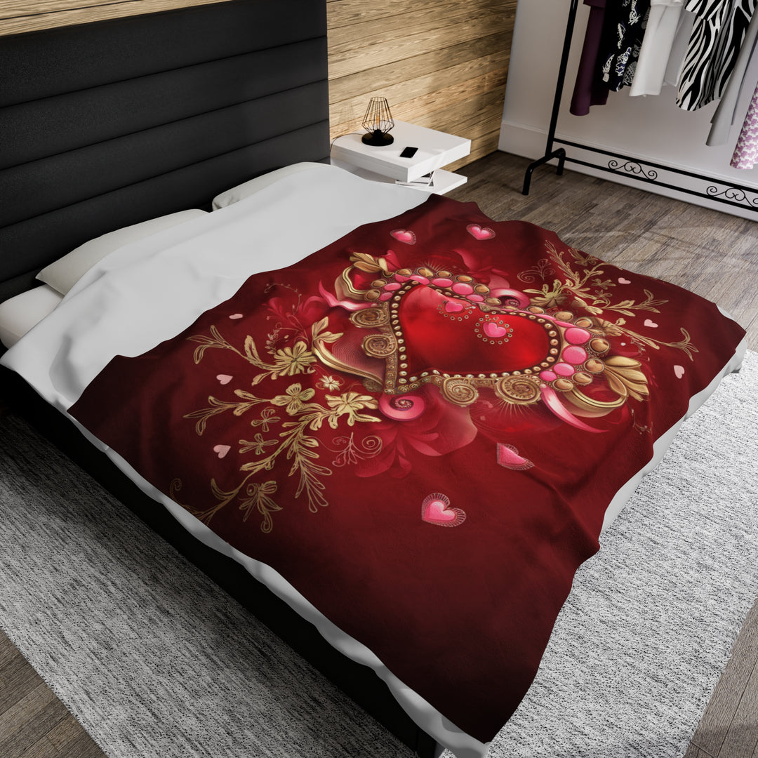 Velveteen Plush Blanket - Romantic Heart Design for Valentine's Day All Over Prints Printify 60" × 80"