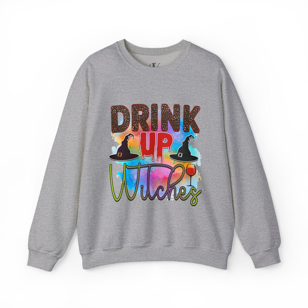 Drink Up Witches Halloween Sweatshirt Sweatshirt Printify S Sport Grey