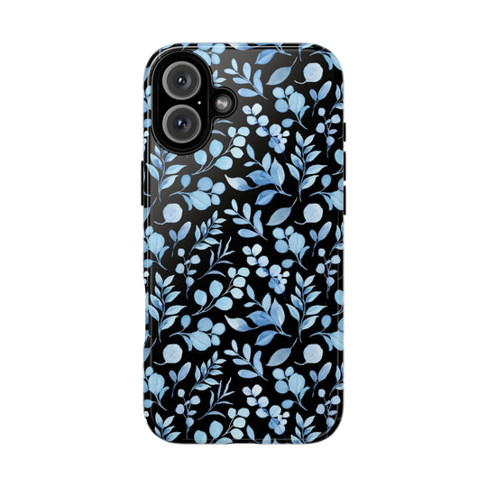 Blue Floral Tough Case Phone Case Printify iPhone 16 Plus Glossy