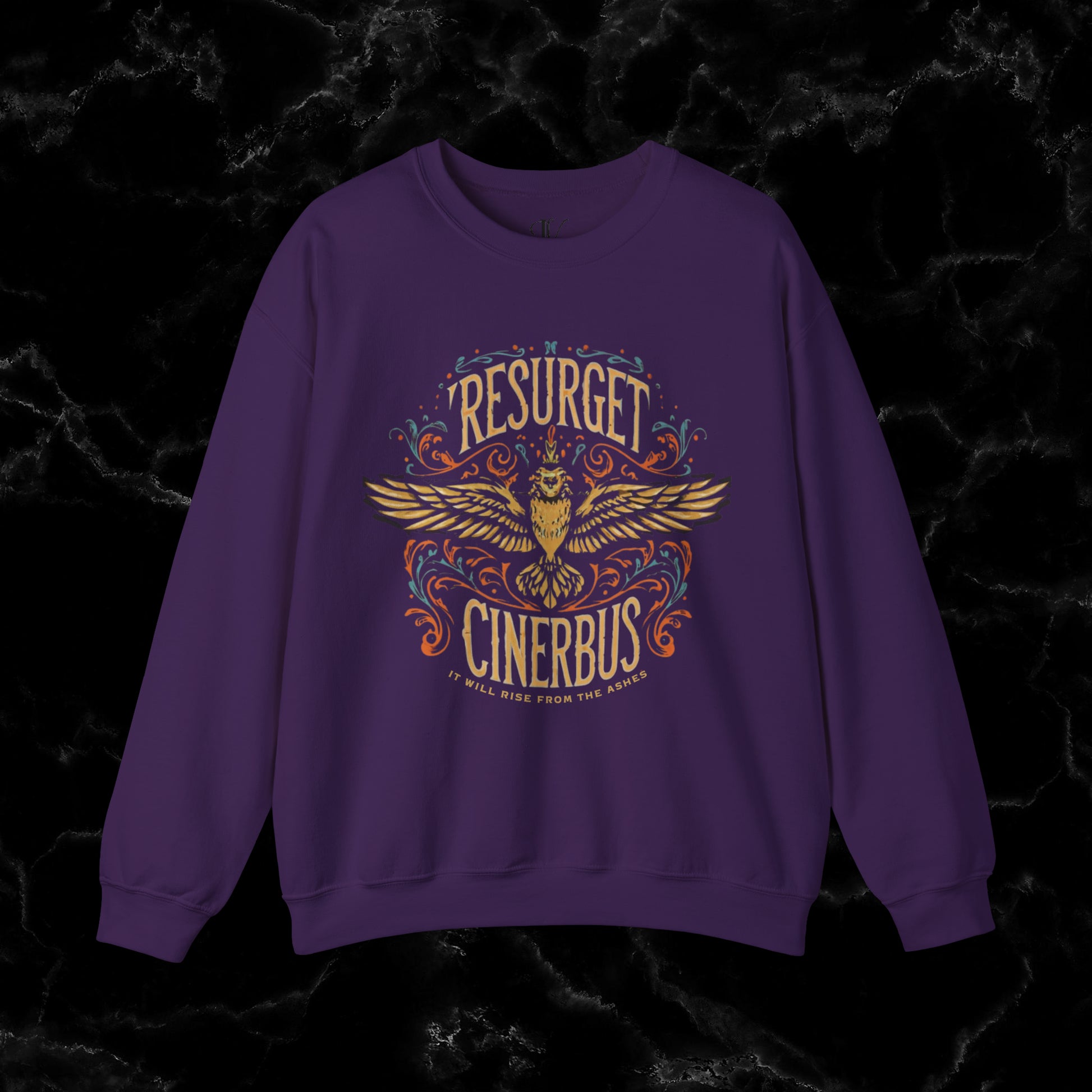 Resurget Cineribus Unisex Crewneck Sweatshirt - Latin Inspirational Gifts for Sports Football Fans Sweatshirt S Purple 