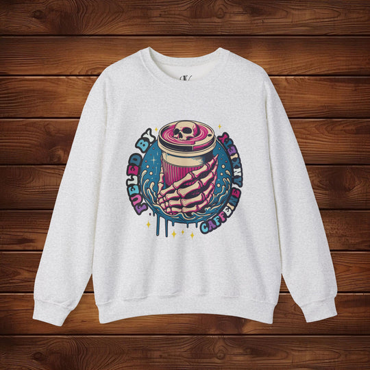 Fueled by Caffeine Anxiety Sweatshirt Sweatshirt Printify S Ash