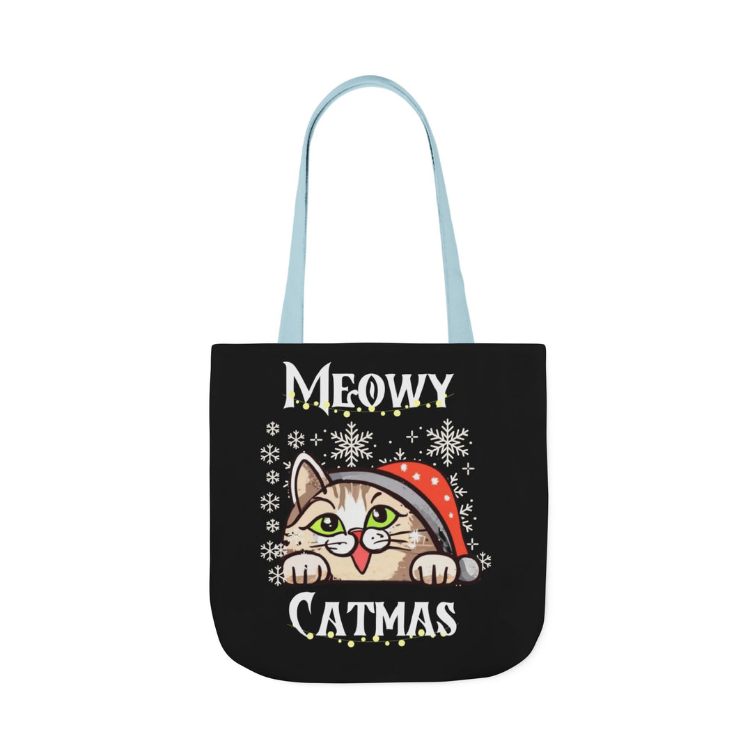 Funny Meowy Catmas Tote Bag Accessories Printify 18" × 18'' Light blue