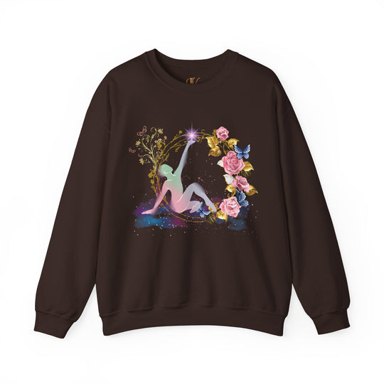 Cosmic Pastel Floral Sweatshirt Sweatshirt Printify S Dark Chocolate