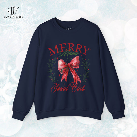 Merry Mama Social Club: Coquette Bow Christmas Sweatshirt