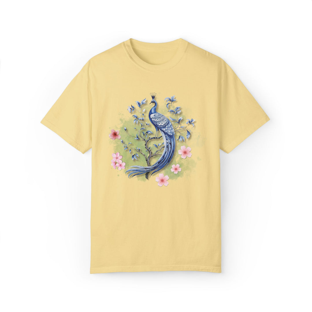 Peacock Floral T-shirt T-Shirt Printify Butter S