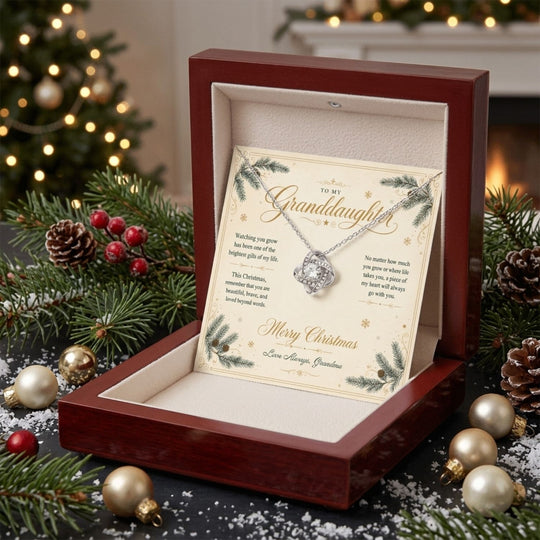To My Granddaughter – Christmas Love Knot Necklace