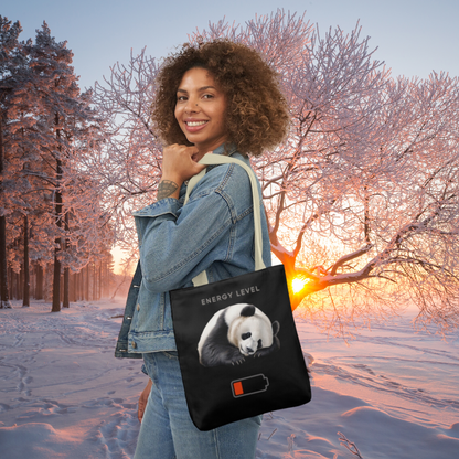 Panda Love Delivered: Cute Panda Tote Bag, Perfect Gift for Panda Lover | Polyester Canvas Tote Panda Bag with Energy Level and Sleeping Panda Designs Accessories   