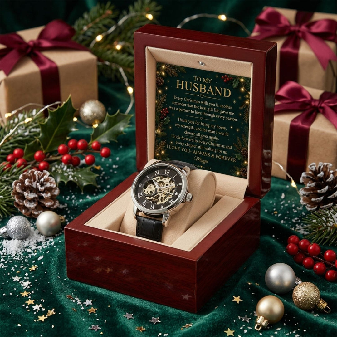 To My Husband – Christmas Automatic Skeleton Watch