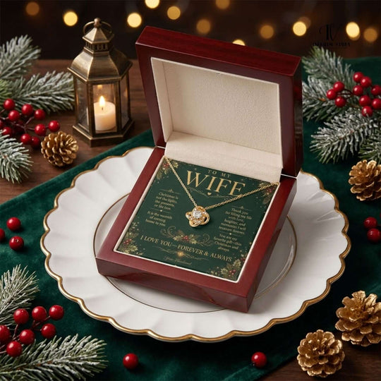 To My Wife Christmas Love Knot Necklace Gift From Husband