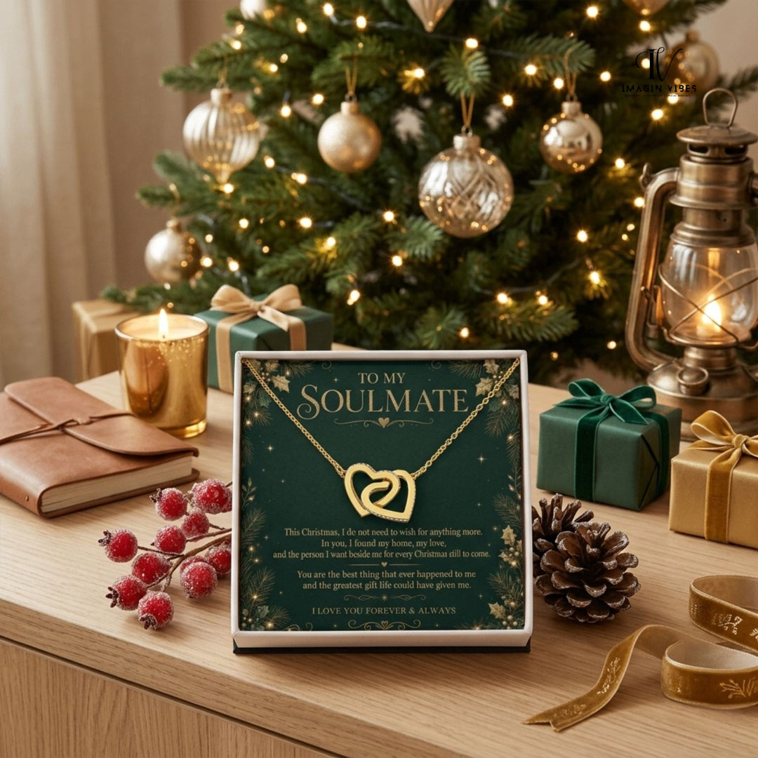 To My Soulmate – Christmas Interlocking Hearts Necklace