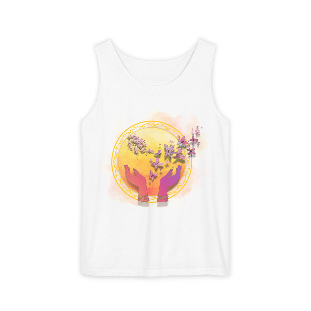 Spiritual Symbolic Tank Top - Lightweight and Breezy Summer Wear Tank Top Printify White XS