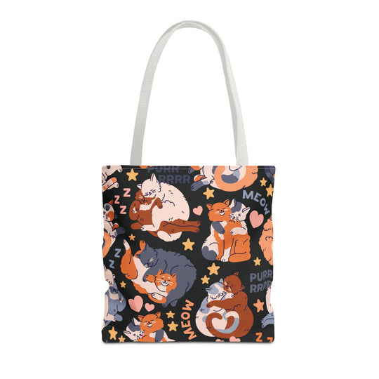 Sweet Cartoon Cats Tote Bag Bags Printify 16" × 16'' White