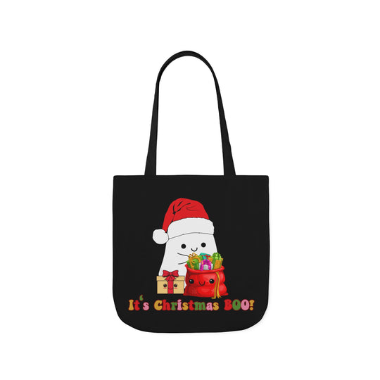 Canvas Tote Bag - Christmas Ghost Holiday Accessories Printify 16" × 16'' Black