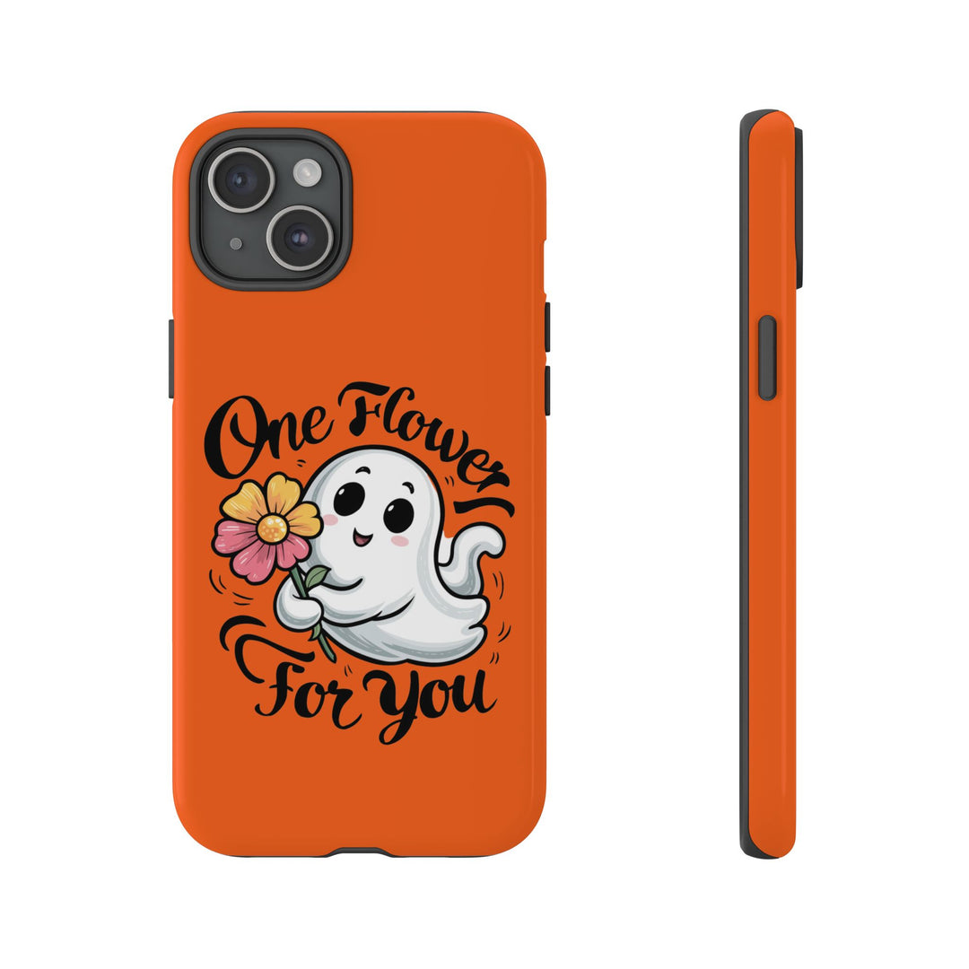 Phone Case - Cute Ghost Holding Flower Phone Case Printify iPhone 15 Plus Glossy