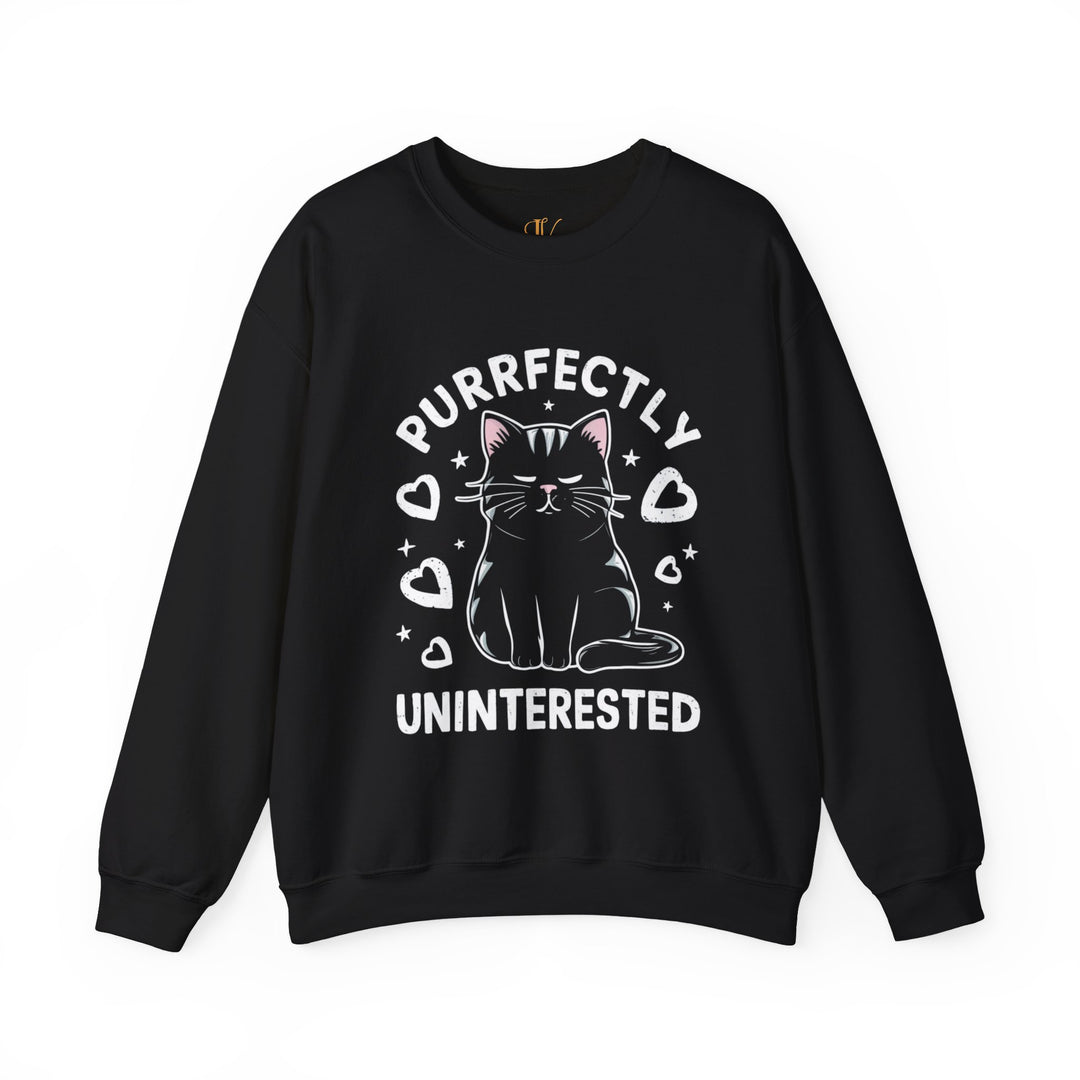 Cat Lover Sweatshirt | Purrfectly Uninterested Sweatshirt Printify S Black