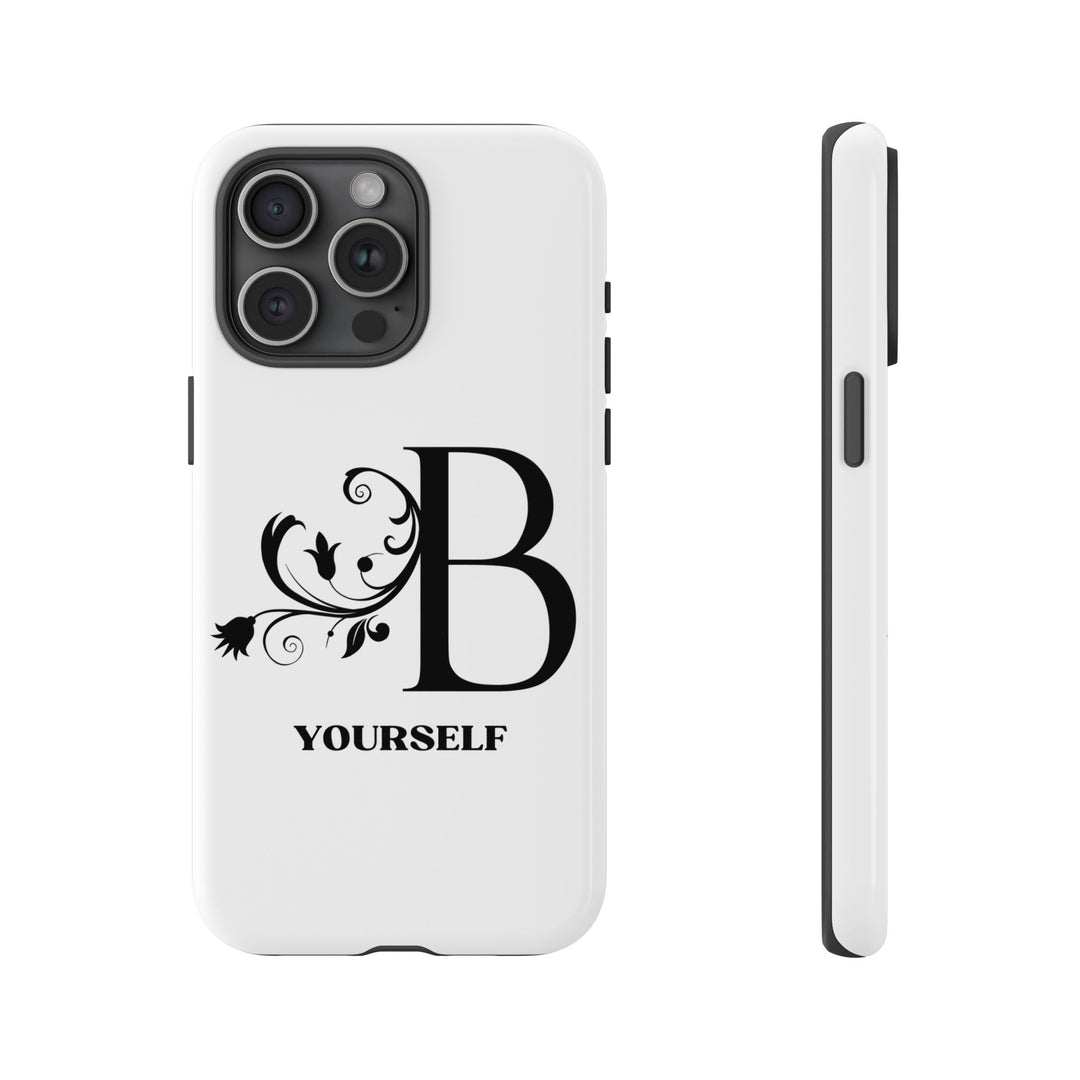 Floral Initial Tough Case - Be Yourself Phone Cover Phone Case Printify iPhone 15 Pro Max Glossy