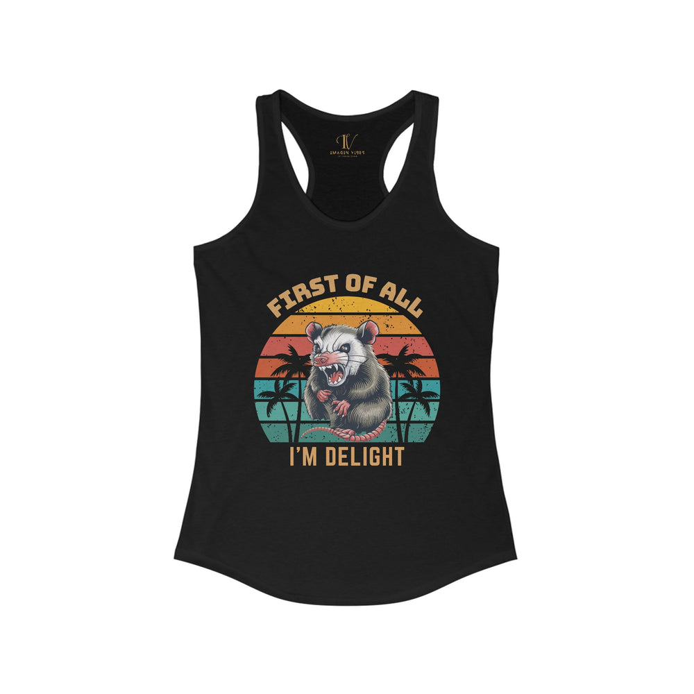 Racerback Tank Possum Delight Women's Tank Top Tank Top Printify XS Solid Black