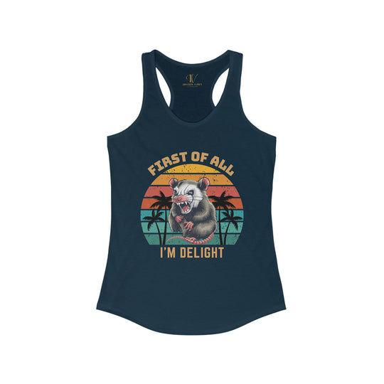 Racerback Tank Possum Delight Women's Tank Top Tank Top Printify XS Solid Midnight Navy