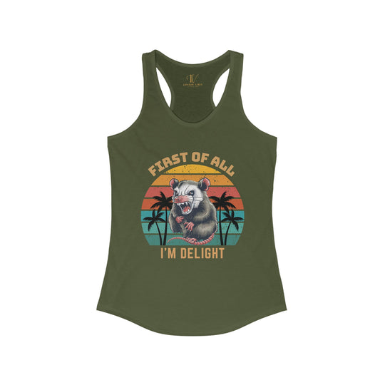 Racerback Tank Possum Delight Women's Tank Top Tank Top Printify XS Solid Military Green