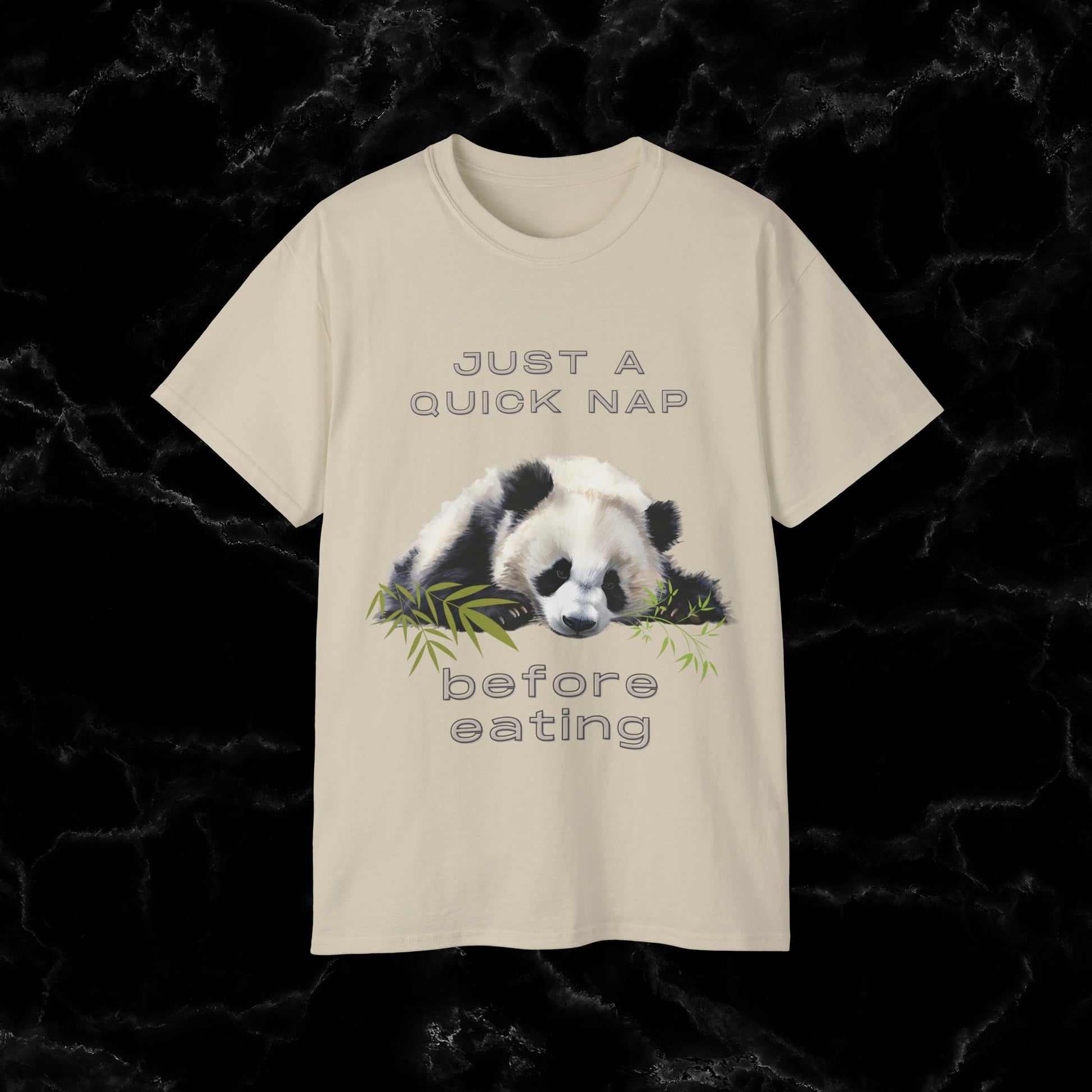 Nap Time Panda Unisex Funny Tee - Hilarious Panda Nap Design - Just a Quick Nap Before Eating T-Shirt Sand M 