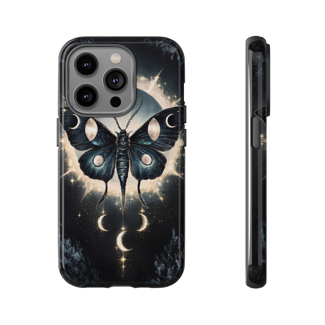 Phone Cases - Dark Academia Moth with Moon Phone Case Printify iPhone 14 Pro Glossy