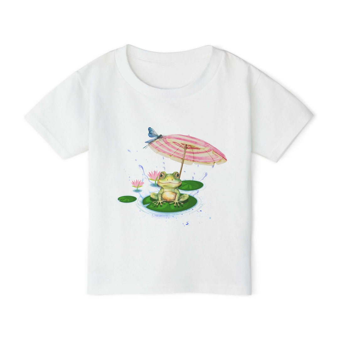 Toddler T-shirt with Cute Frog with Umbrella Kids clothes Printify White 2T