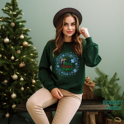 Merry Christmas Sweatshirt - Matching Christmas Shirt, Wreath Design, Holiday Gift Sweatshirt   