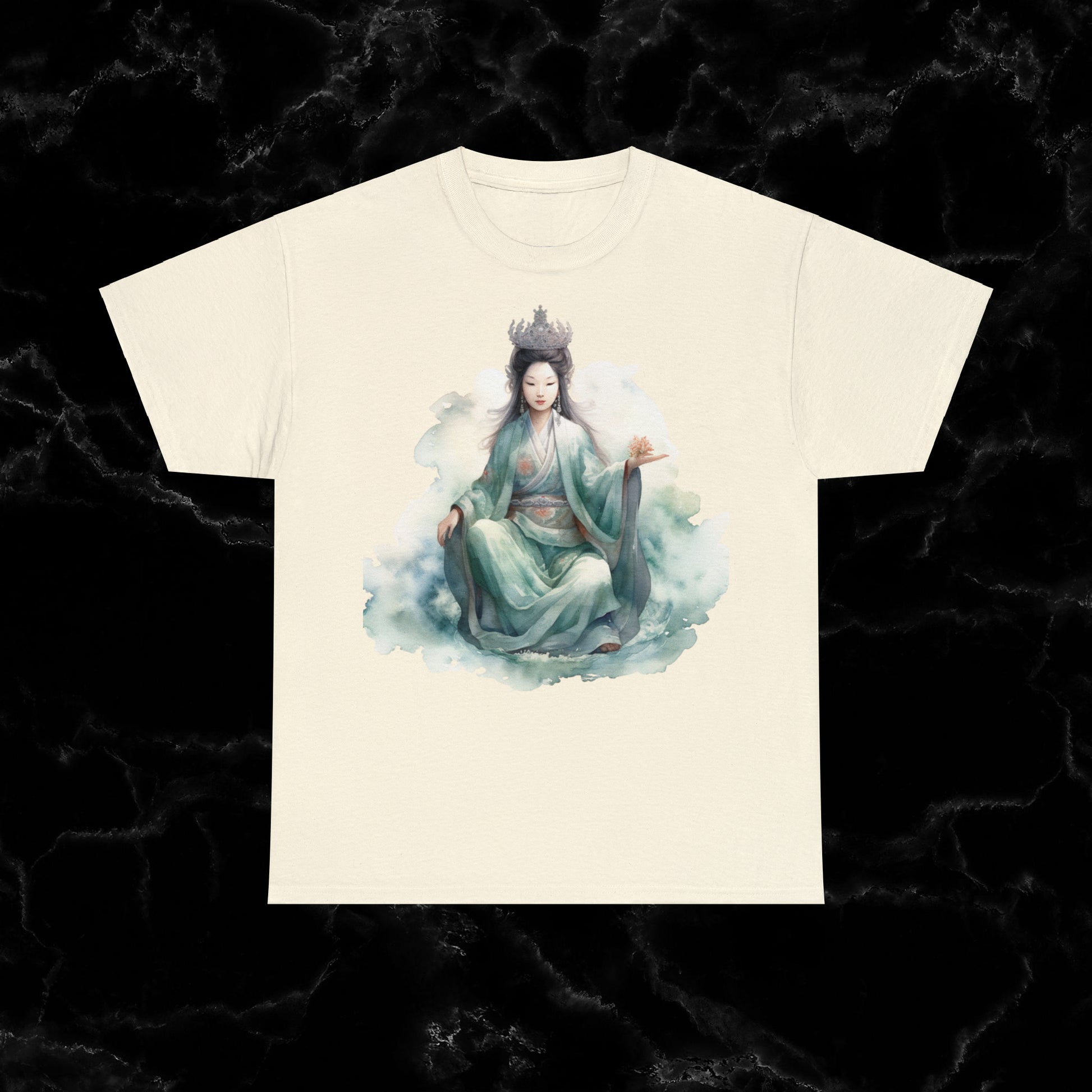 Quan Yin Spiritual Tee - Goddess of Compassion, Unisex Garment-Dyed T-shirt, Goddess of Mercy T-Shirt Natural S 