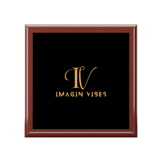 Imagin Vibes Jewelry Box — Elegant Jewelry Box with Gold Imagin Vibes Logo Home Decor Printify Red Mahogany One size