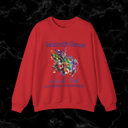 Mardi Gras Sweatshirt Women - NOLA Luxury Bachelorette Sweater, Unique Fat Tuesday Shirt, Louisiana Girls Trip Sweater, Mardi Gras Social Club Chic Sweatshirt S Red 