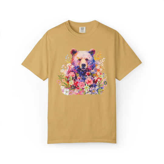 Nature-Inspired Bear Floral T-shirt T-Shirt Printify Mustard S