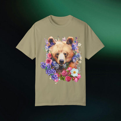Floral Bear Shirt, Bear Shirt, Floral Bear Tee, Flower Bear Shirt, Animal Lover Tee, Bear Shirt, Bear Lover Gift, Wildlife Animals Tee T-Shirt Khaki S 