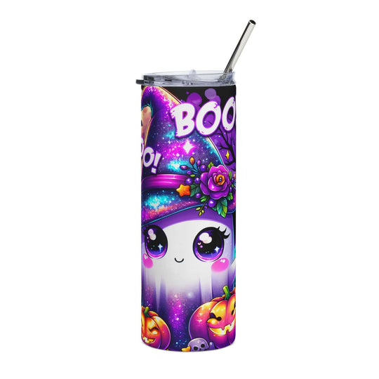 20oz Stainless Steel Tumbler – Halloween 'boo boo!' Ghosts, Pumpkins & Bats Mug Printify