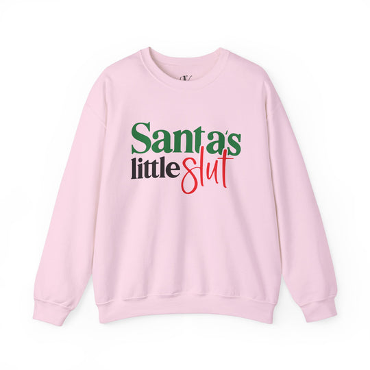 Santa's Little Slut Christmas Sweatshirt Sweatshirt Printify S Light Pink