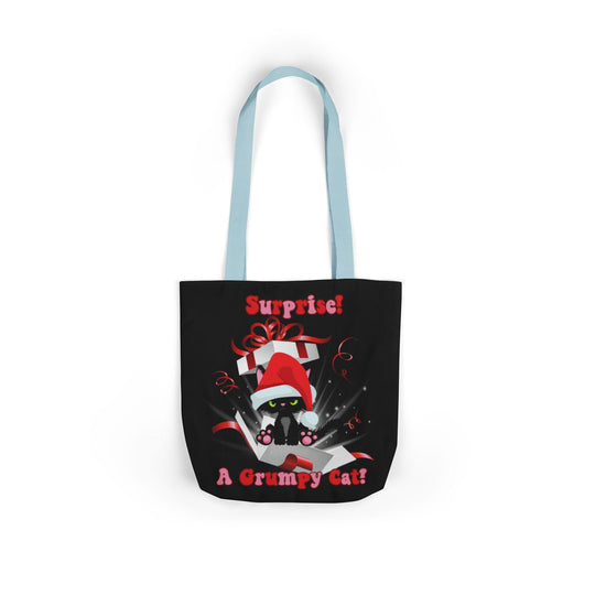 Canvas Tote Bag Grumpy Cat Christmas Surprise Accessories Printify 13" × 13'' Light blue