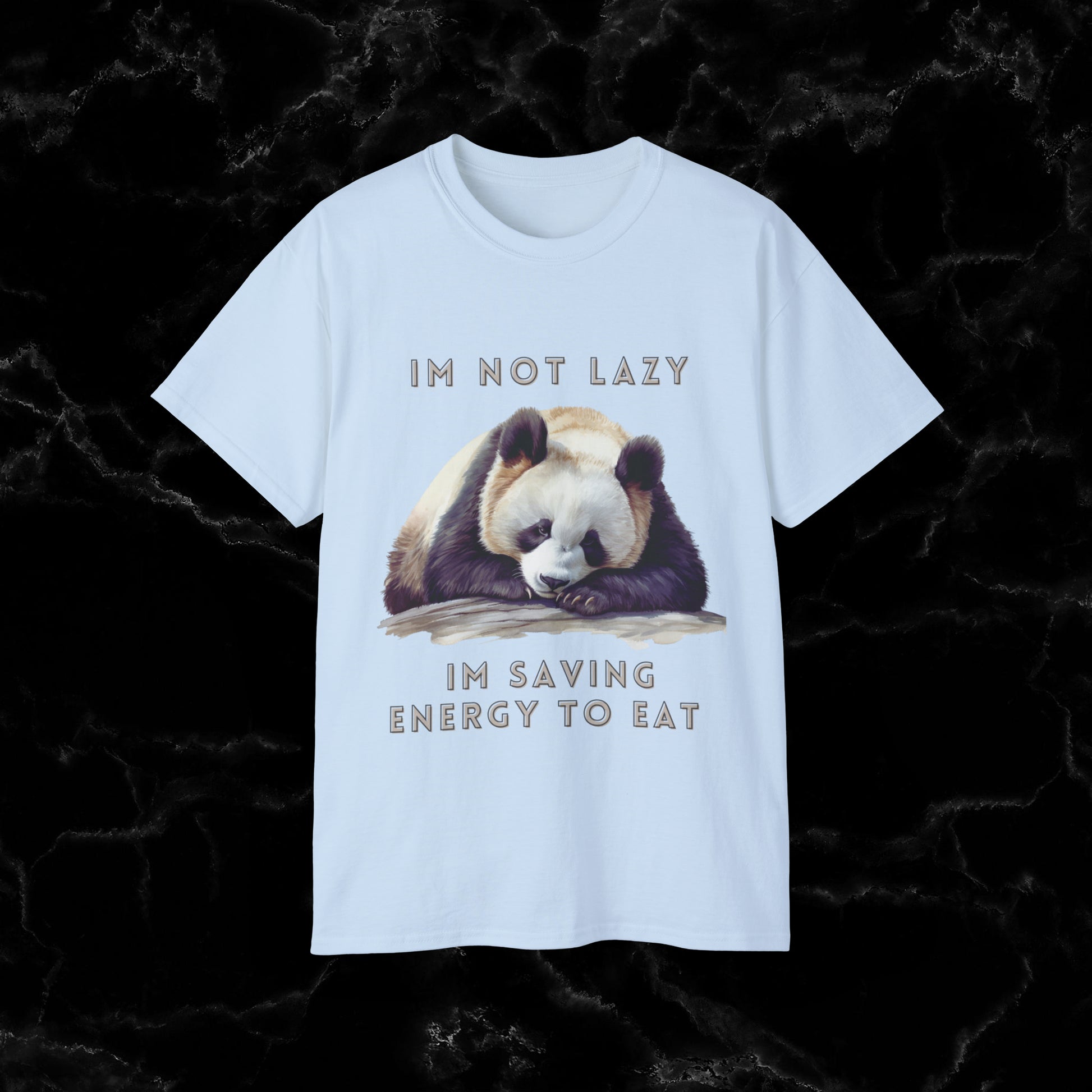 Nap Time Panda Unisex Funny Tee - Hilarious Panda Nap Design - I'm Not Lazy, I'm Saving Energy to Eat T-Shirt Light Blue S 