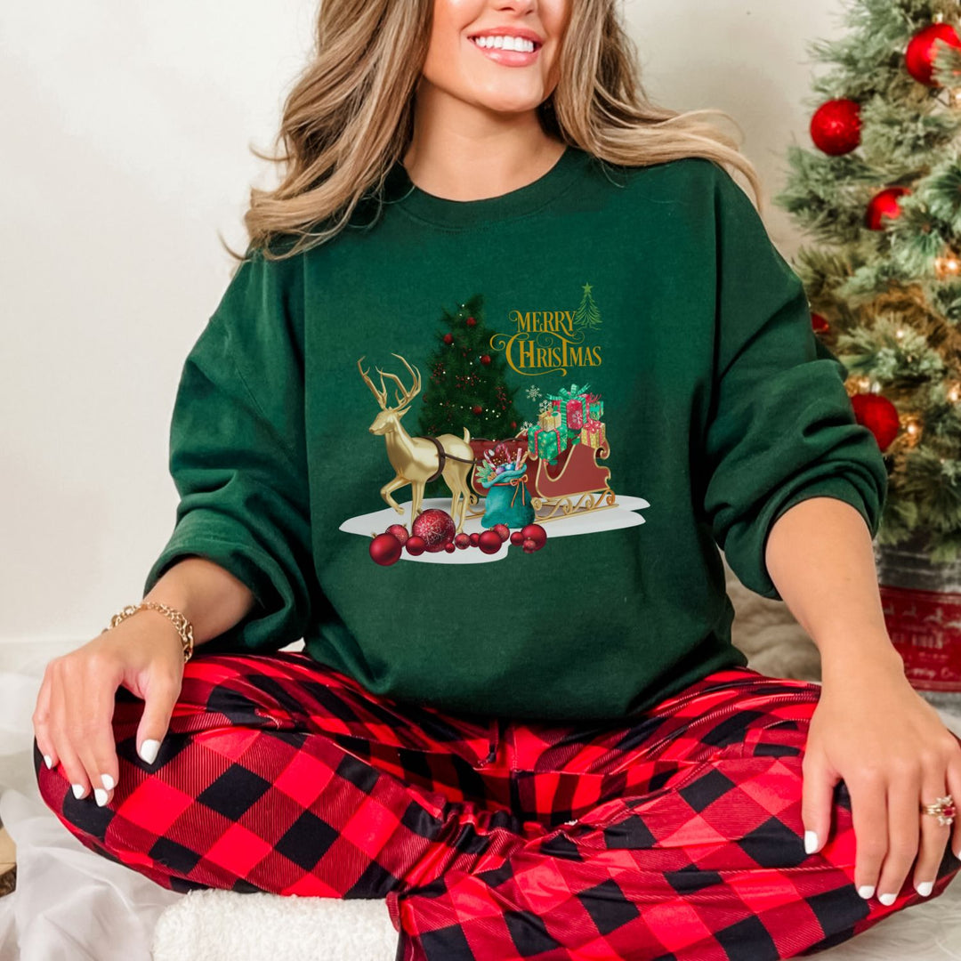 Imagin Vibes Merry Christmas Sweatshirt: Stylish Reindeer Design Sweatshirt   