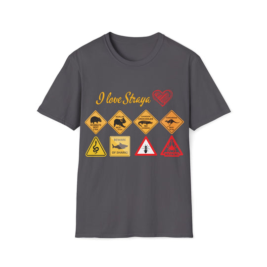Funny Wildlife Caution Straya Unisex T-Shirt T-Shirt Printify Charcoal S